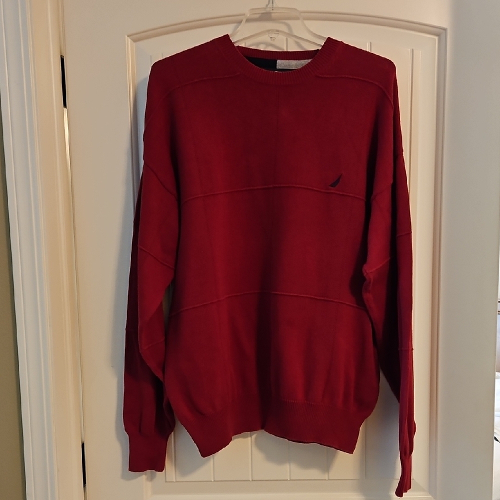 Nautica Men's Red Crewneck Sweater Large